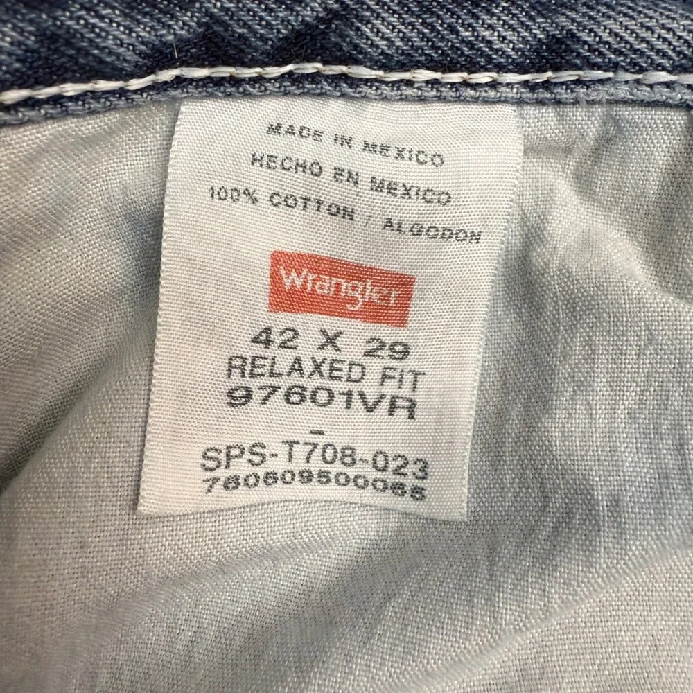 Wrangler Relaxed Fit‎ Jeans Mens 42x29 Blue Denim Straight Leg Casual Pants